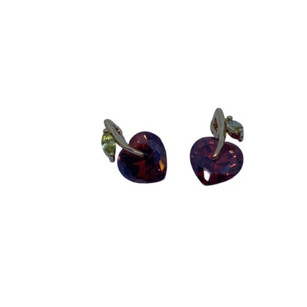 Crystal Stud Earrings‎ Women Red Gold Tone Jewelry Cottagecore Fruitcore